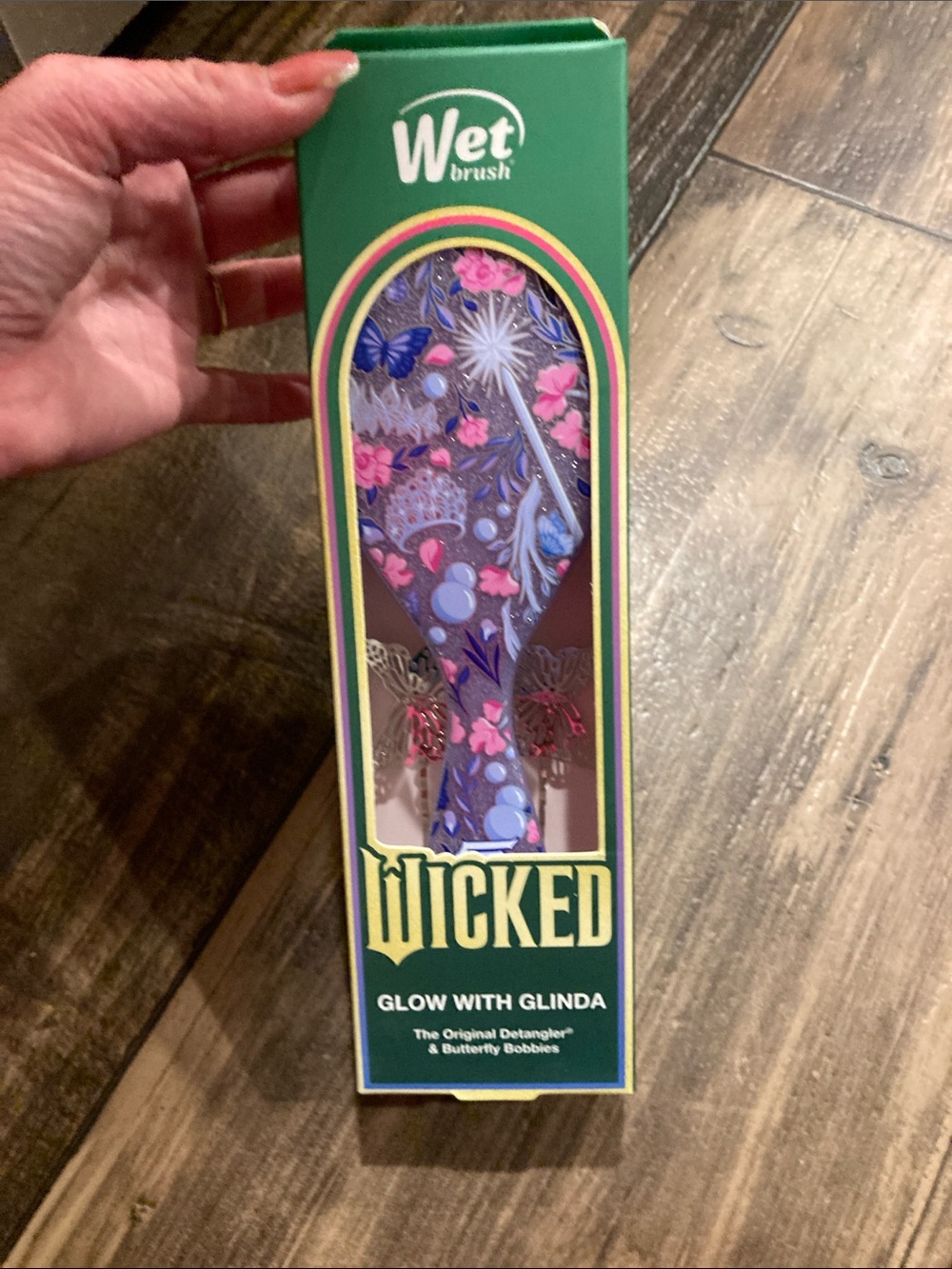 Wet Brush Wicked Glow With Glinda Detangler - w/hair pins Purple Floral